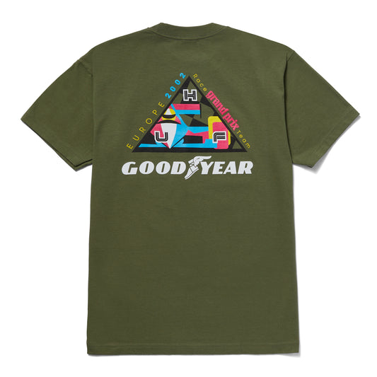 HUF x Goodyear Grand Prix Triple Triangle Olive T-Shirt